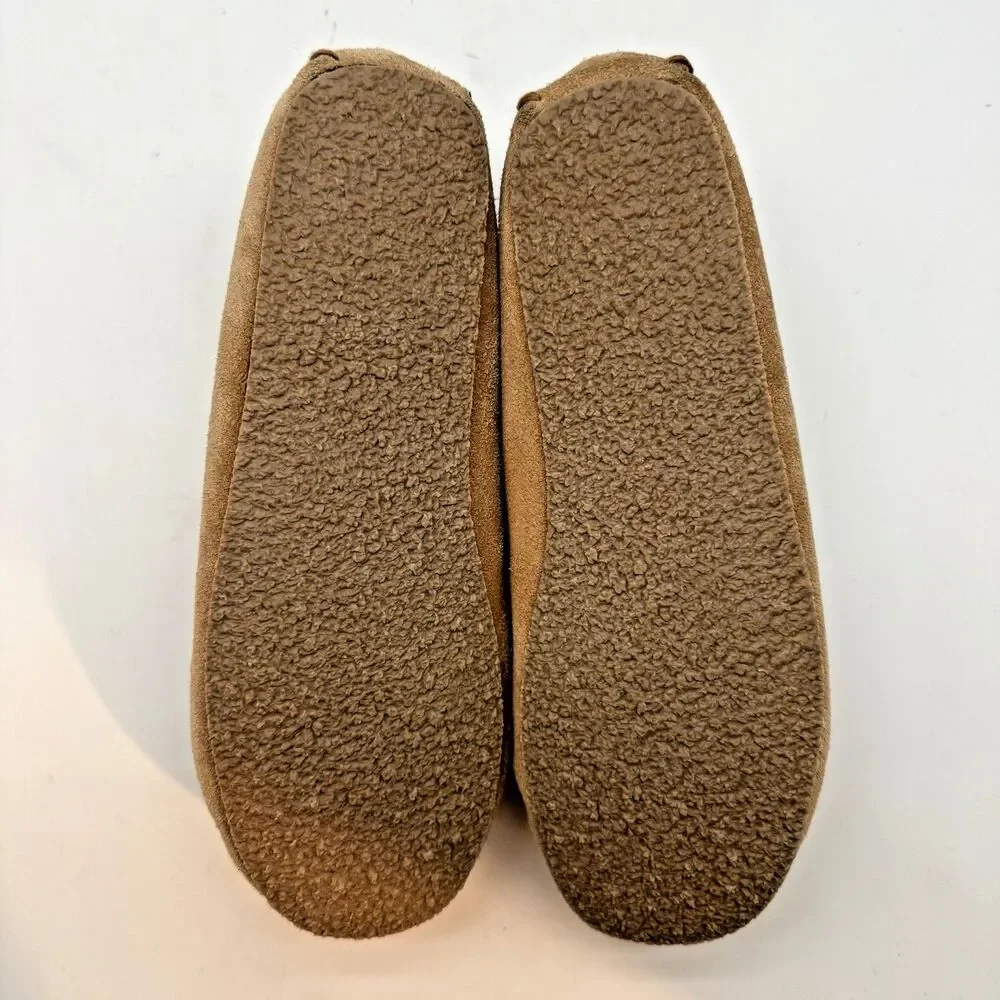 Minnetonka 4811 Cassie Tan Moccasin Youth 4 Fur Lined Suede Leather Slippers
